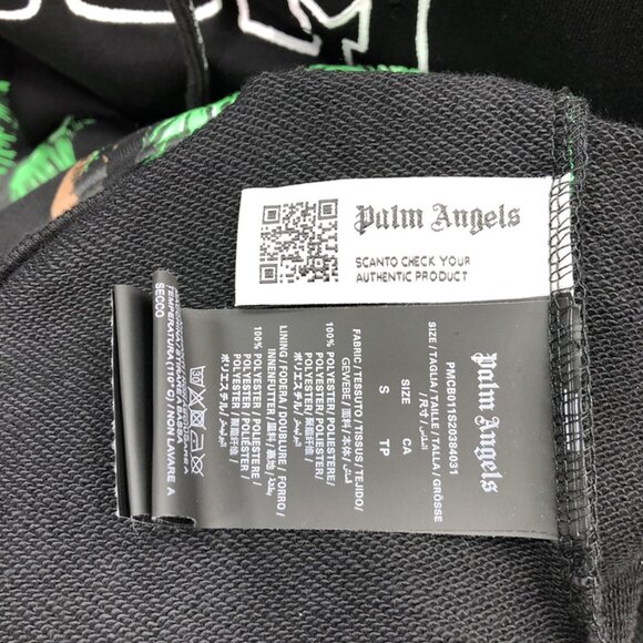 NWT Palm Angels Letter Skull Coconut Tree Hooded Sweatshirt Black - Picture 9 of 9